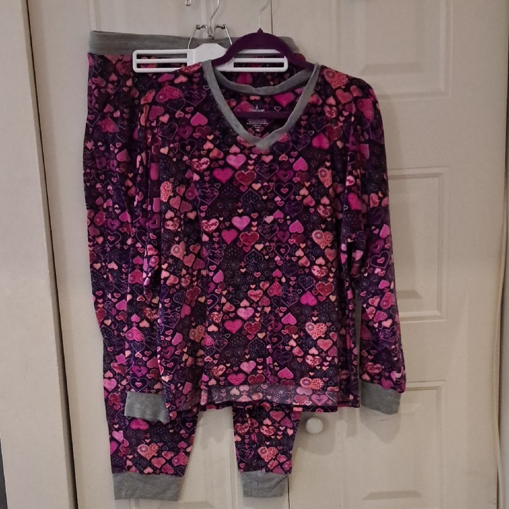 cuddl Duds fleece pajamas XLP hearts